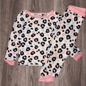 Girls' Pink Leopard Print Jessica Simpson Pajama Set - Soft Cotton Blend 4T New